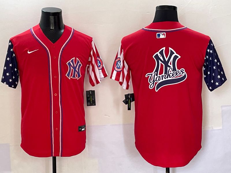 Men New York Yankees Blank Red a generation of national flags Jointly Name 2025 Nike MLB Jersey style 15